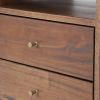 Farmhouse Rustic Walnut Mid Century 2 Drawer Nightstand