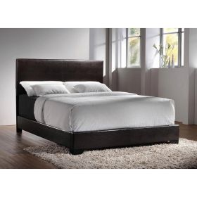 Queen size Dark Brown Faux Leather Upholstered Bed with Headboard