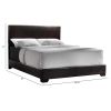 Queen size Dark Brown Faux Leather Upholstered Bed with Headboard