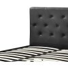 Queen size Black Faux Leather Upholstered Platform Bed with Button Tufted Headboard