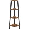 Narrow 3-Shelf Corner Shelving Unit Plant Stand Bookcase in Brown Black Wood