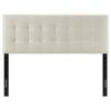 Full size Ivory Linen Fabric Upholstered Tufted Headboard