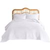 King size 3-Piece Quilt Set with 2 Pillow Shams 100% Cotton White Ruffles