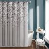 72-inch Grey White Floral Vines and Flowers Shower Curtain