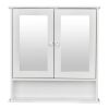 2-Door Wall Mounted Bathroom Medicine Cabinet with Mirror in White