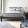 Queen Black Metal Platform Bed Frame with Wood Slats - 700 lbs Weight Capacity