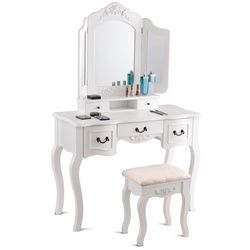 5 Drawers Folding Vintage Vanity Makeup Dressing Table