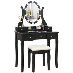 Touch Switch Makeup Dressing Vanity Table Set with 10 Light Bulbs