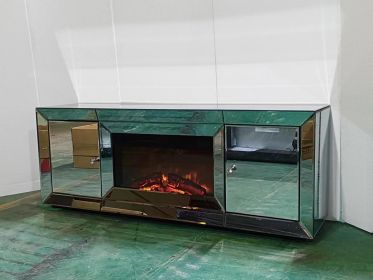 W 57" X D 13.8 " X H 19.7" Flash silver combination TV fireplace cabinet