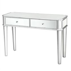 2 Drawer Mirrored Vanity Make-Up Desk Glass Console Dressing Table