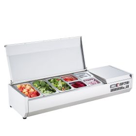 VEVOR Refrigerated Condiment Prep Station, 140 W Countertop Refrigerated Condiment Station, with 3 1/3 Pans & 4 1/6 Pans