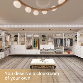 Morden Closet Organizer System with Shelves, Drawers,Racks and Storager Walk-in  Armoire for Bedroom,White