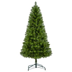7FT Unlit Artificial Christmas Tree with 775 Tips, Full PVC Branches, Classic Green Holiday Tree with Sturdy Metal Stand for Indoor Home Decorati
