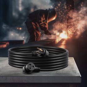 50A Generator Extension Cord 50 Ft 250V NEMA 6-50P To 6-50R 12500W Power Cable (Color: Black)