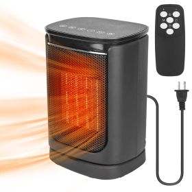 1500W Electric Space Heater Ceramic Heater Fan 90 Degree Oscillating Heating Fan With 3 Modes Remote Control Digital Display Tip-over Overheating (Color: Black)