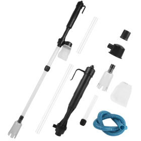 Battery-Operated Aquarium Vacuum Gravel Cleaner (Color: Black)