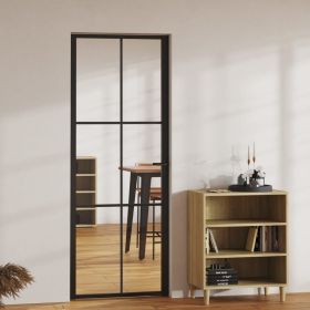 Interior Door ESG Glass and Aluminum 29.9"x79.3" Black (Color: Black)