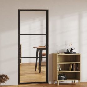 Interior Door ESG Glass and Aluminum 32.7"x79.3" Black (Color: Black)