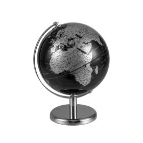 Modern Decorative Tabletop Earth Globe for Household/Office Decor (Color: Silver & Black, Type: Decor Supplies)